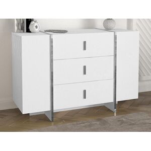 Vente-unique Commode 3 tiroirs et 2 portes - Blanc - CADEBA