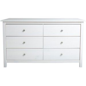 Pegane Commode,  meuble de rangement en pin coloris blanc - Longueur 130 x Profondeur 45 x Hauteur 80 cm