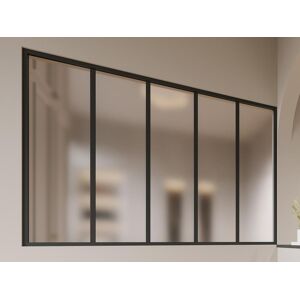 Vente-unique Verrière atelier en aluminium thermolaqué et verre dépoli - 150x105 cm - Noir - BAYVIEW