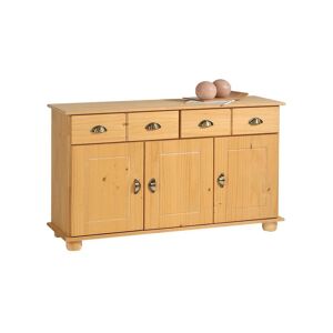 Idimex Buffet COLMAR commode bahut vaisselier meuble bas rangement avec 2 tiroirs et 3 portes, en pin massif ciré
