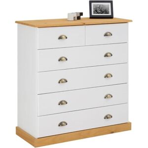 Idimex Commode de chambre PARIS avec 6 tiroirs en pin massif lasuré blanc et brun