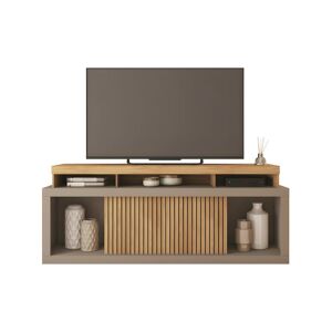 Meuble TV 70 Pouces Chêne et Gris 2 Portes Coulissantes L. 180 H 74 P 39.5 cm