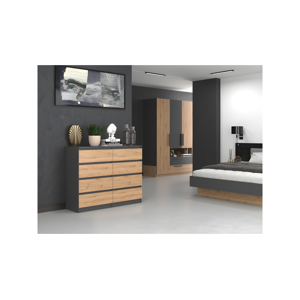TOPESHOP MILAN - Commode de chambre 8 tiroirs - 40x120x97cm - Style moderne - Meuble de rangement - Publicité