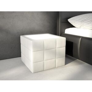 Vente-unique Table de chevet design - Simili blanc avec LEDs - ELYO