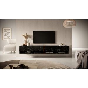 SELSEY Meuble tv 200 cm -marbre noir avec insert d'or - MIRRGO