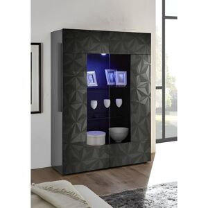 AZURA HOME DESIGN Vitrine 2 portes LUTHER anthracite 121x166 cm