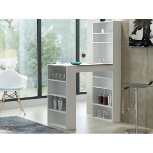 Vente unique Meuble de bar avec rangements MDF Effet granite et blanc SKARN