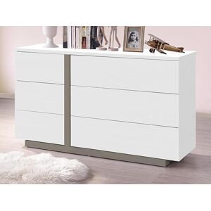 Vente-unique Commode NAPOLI - 6 tiroirs - Blanc et taupe