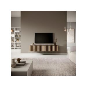 SELSEY Meuble TV 140 cm - noir avec façade artisanale chêne fraisé - TELIRE