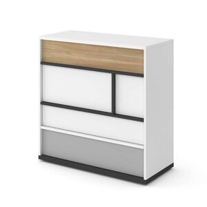 petitechambre.fr Commode 4 tiroirs Imola   Blanc   Panneaux Stratifiés