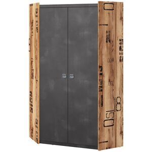 petitechambre.fr Armoire d'angle FARGO pour chambre industrielle   Graphite   Panneaux Stratifiés - Publicité