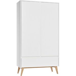 petitechambre.fr Armoire double blanche et hêtre naturel SWING largeur 100 cm   MDF et hêtre