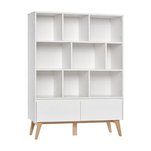 petitechambre.fr Grande bibliothèque blanche et hêtre 120 cm SWING pour chambre enfant   MDF et bois de hêtre massif