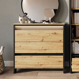 petitechambre.fr Commode 3 tiroirs SPOTLEN bois et graphite