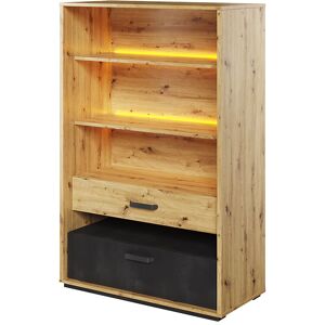 petitechambre.fr Bibliotheque Qubic avec eclairage LED   Chene   Panneaux Stratifies