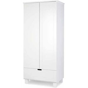 petitechambre.fr KIWO - Armoire deux portes et un tiroir blanc pour chambre bebe   Pin Massif et MDF