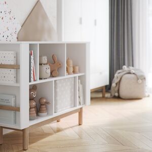 petitechambre.fr Bibliothèque de rangement pour chambre bébé de la collection MILOO   Blanc   MDF