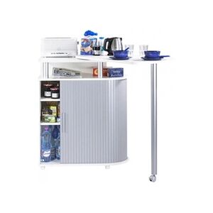 Beaux Meubles Pas Chers Mange-Debout Blanc Alu - L 110 x l 55 x H 105.3 cm - Publicité