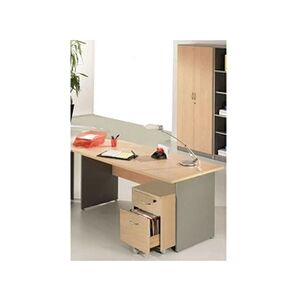 Beaux Meubles Pas Chers Bureau 160 + Caisson + Armoire Hêtre Alu - L 160 x l 80 x H 72 cm - Publicité