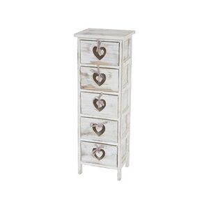 Mendler Table d'appoint Forli 5 tiroirs 86x29x25cm shabby vintage blanc - Publicité