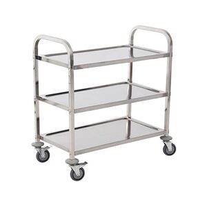 HOMCOM Chariot de service desserte de cuisine à roulettes 3 étagères 85L x 45l x 90H cm acier inox. chromé - Publicité