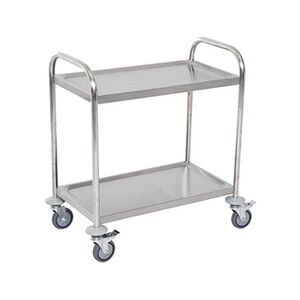 HOMCOM Chariot de service desserte de cuisine à roulettes 2 étagères 71L x 41l x 81H cm acier inox. chromé - Publicité