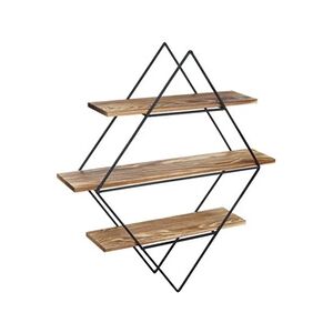 Mendler Etagère murale HWC-A80, design industriel, bois véritable, 60x66x12cm - Publicité