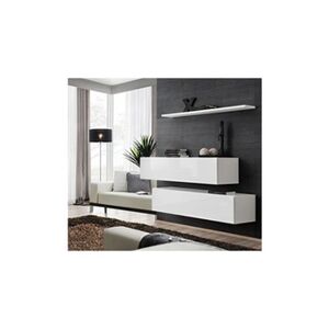 ASM Ensemble meuble TV mural - Switch SB II - 130 cm x 110 cm x 30 cm - Blanc - Publicité