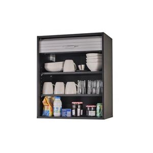 Beaux Meubles Pas Chers Meuble Cuisine Noir Rideau Chêne Blanc ou Alu 2 Etagères L 60 H 72 P 35 cm - Aluminium - L 60 x l 35 x H 72 cm - Publicité