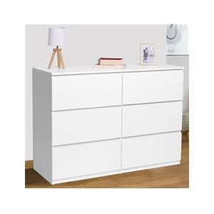 ID Market Commode 6 tiroirs TOMI 110 cm bois blanc - Publicité