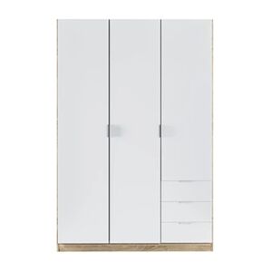 Pegane Armoire avec 3 portes et 3 tiroirs Coloris chene et blanc - Dim : L 121 x H 180 x P 52 cm -- - Publicité