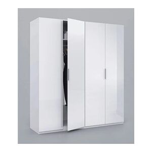 Pegane Armoire avec 4 portes coloris blanc en bois - Dim : H200 x L180 x P52 cm -- - Publicité