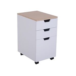 HOMCOM Caisson de bureau rangement bureau sur roulettes 3 tiroirs coulissants dim. 34L x 40I x 60,5H cm MDF blanc bois clair - Publicité