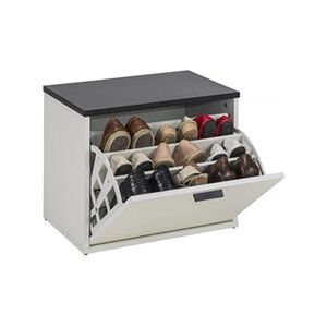 Beaux Meubles Pas Chers Banc Coffre à Chaussures 9 Paires - Blanc - L 53.6 x l 35.4 x H 43.6 cm - Publicité