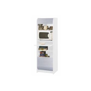 Beaux Meubles Pas Chers Meuble de Cuisine Micro-onde Blanc Alu 6 Niches L 58,2 H 180,7 P 47cm - L 58.2 x l 47 x H 180.7 cm - Publicité