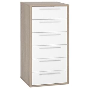 Pegane Chiffonnier Meuble de rangement coloris chêne/blanc - Longueur 50 x Profondeur 40 x Hauteur 126 cm - Publicité