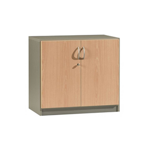 Beaux Meubles Pas Chers Armoire Basse de Bureau 2 Portes Hêtre Alu - L 80 x l 45 x H 72 cm - Publicité