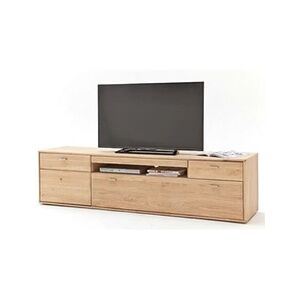 Pegane Meuble TV coloris chêne blanchi huilé - Longueur 214 x Hauteur 56 x Profondeur 52 cm - Publicité