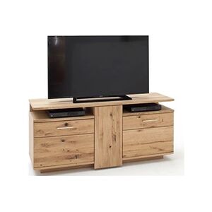 Pegane Meuble TV coloris chêne noueux blanchi - Longueur 150 x Hauteur 67 x Profondeur 46 cm - Publicité