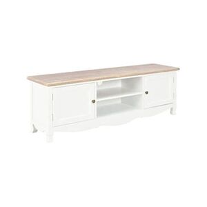 Helloshop26 Meuble télé buffet tv télévision design pratique blanc 120 cm bois - Publicité