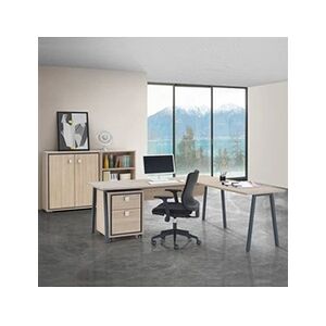 Altobuy LYDIA - Bureau 150cm + Extension + Caisson H64cm + 2 Meubles de Rangements - - Publicité