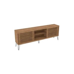 Pegane Meuble TV de 2 portes coulissantes coloris Chene Buriti - longueur 180 x profondeur 33 x hauteur 65 cm -- - Publicité