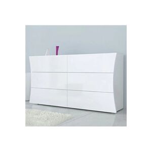 AHD Amazing Home Design Commode de chambre 6 tiroirs blanc brillant buffet Arco Sideboard - Publicité
