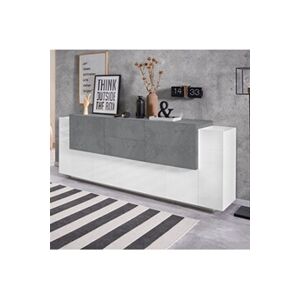 AHD Amazing Home Design Buffet de salon cuisine design 5 portes 2 tiroirs blanc ardoise New Coro Wide - Publicité