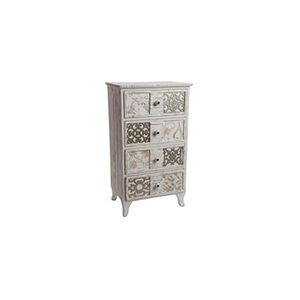 Pegane Commode en bois beige avec 4 tiroirs - Largeur 51,4 x Hauteur 90,6 x Profondeur 34,2cm - - - Publicité