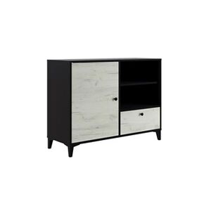 Pegane Buffet en mélamine coloris noir et blanc - Longueur 110 x profondeur 40 x hauteur 83 cm -- - Publicité