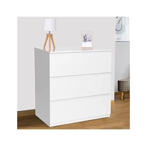 ID Market Commode 3 tiroirs TOMI 78 cm bois blanc - Publicité