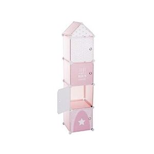 Pegane Colonne de rangement coloris Rose en Polypropylene - Dim : L34x H140 x l32 cm - Publicité