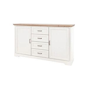 Pegane Commode , meuble de rangement en MDF coloris Pin blanchi / chene artisan - Longueur 165 x Hauteur 88 x profondeur 41 cm -- - Publicité