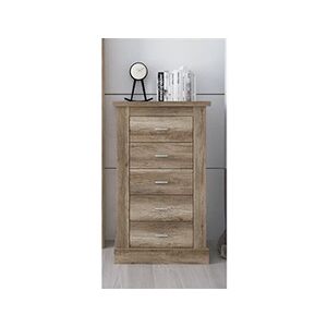 Pegane Chiffonnier, meuble de rangement coloris Chene vieilli - Longueur 66 x Profondeur 39.6 x Hauteur 104 cm -- - Publicité